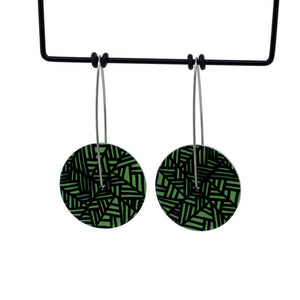 Herringbone - new leaf green - medium circle drop hook earrings