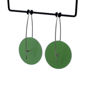 Herringbone - new leaf green - medium circle drop hook earrings