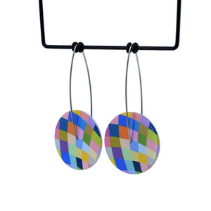 Claire Ishino - Harlequin Lines - medium circle drop hook earrings