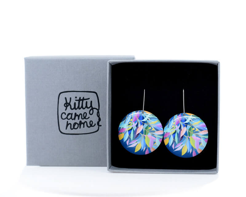 Claire Ishino - Evening Leaves - domed large circle shepherds hook earrings