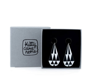 Claire Ishino - Monochrome Faceted Gems - double drop stud earrings