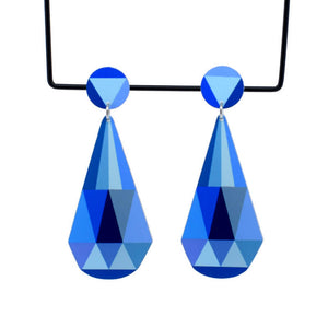 Claire Ishino - Blue Faceted Gems - double drop stud earrings