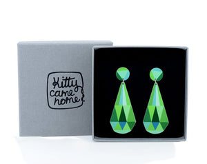 Claire Ishino - Green Faceted Gems - double drop stud earrings