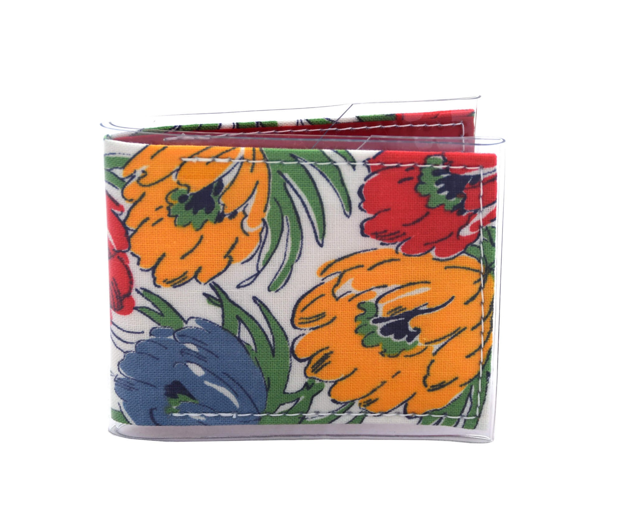 Card Wallet - Floral linen vintage fabric