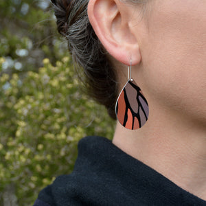 Monarch butterfly - droplet shepherds hook earrings
