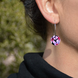 Geraldton Wax Flowers - small circle drop hook earrings