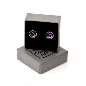 Geraldton Wax Flowers - domed circle stud earrings