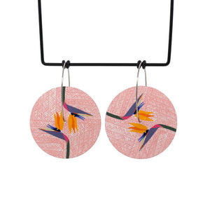 Bird of paradise - circle hoop earrings
