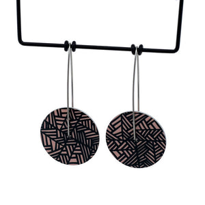 Herringbone - desert sand - circle drop hook earrings