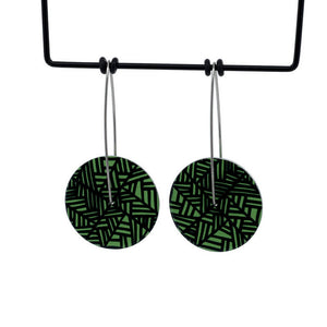 Herringbone - new leaf green - circle drop hook earrings
