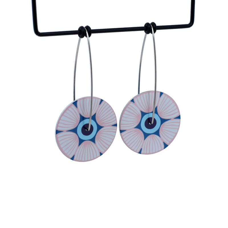 Claire Ishino - Floral Medley - medium circle drop hook earrings