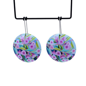 Claire Ishino - Pink Gum - domed 36mm circle shepherds hook earrings