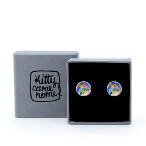 Claire Ishino - Harlequin Lines - domed circle stud earrings
