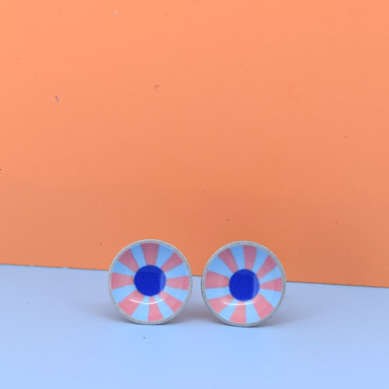 Claire Ishino - Floral Medley - domed circle stud earrings