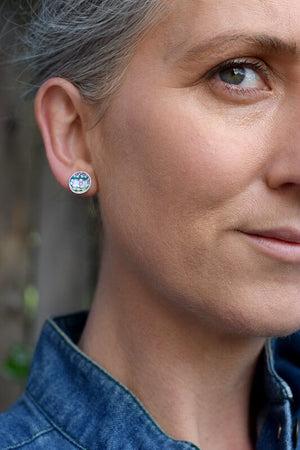 Claire Ishino - Australian Garden - domed circle stud earrings