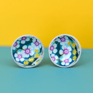 Claire Ishino - Australian Garden - domed circle stud earrings