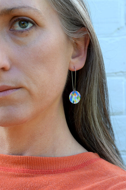 Claire Ishino - Harlequin Lines - small circle drop hook earrings