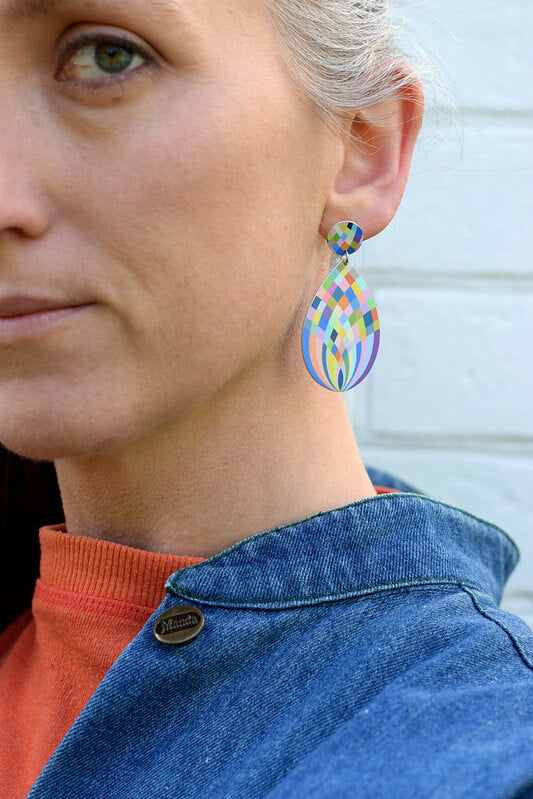 Claire Ishino - Harlequin Weave - droplet earrings