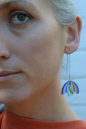 Claire Ishino - Art Deco Drapes - long drop hook earrings