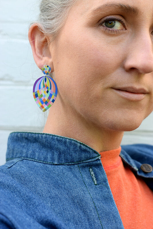 Claire Ishino - Harlequin Weave - inverted droplet earrings