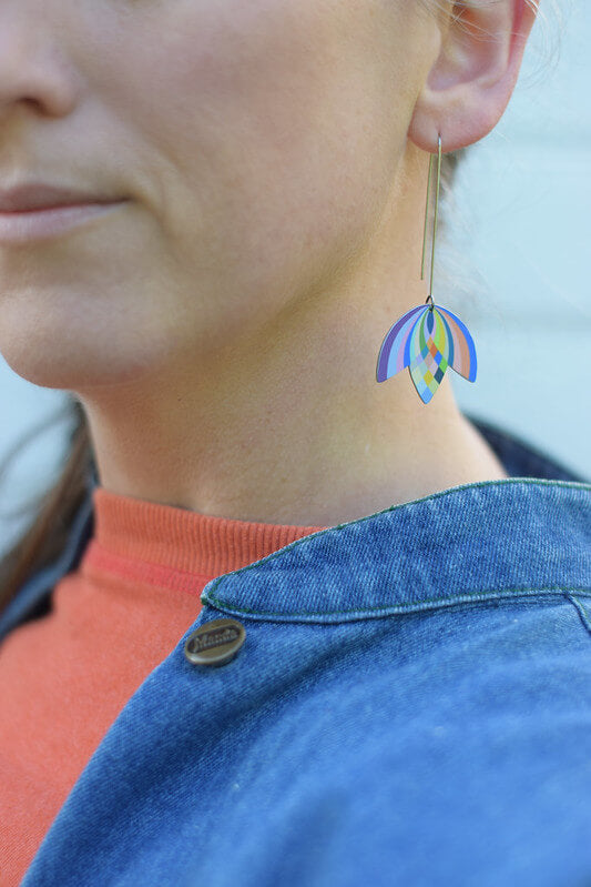 Claire Ishino - Art Deco Weave - long drop hook earrings