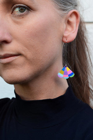 Claire Ishino - Flower Fan - long drop hook earrings