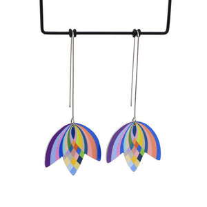 Claire Ishino - Art Deco Weave - long drop hook earrings