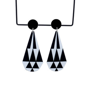 Claire Ishino - Monochrome Faceted Gems - double drop stud earrings