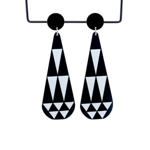 Claire Ishino - Monochrome Faceted Gems - long double drop stud earrings
