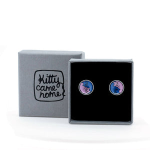 Yin Yang Cats - domed stud earrings