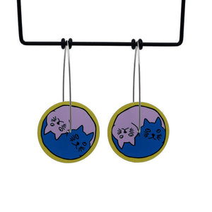 Yin Yang Cats - medium circle drop hook earrings