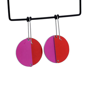 Colour Theory - red and pink - riveted full circle earrings