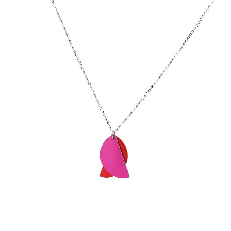 Colour Theory - red and pink semi circle duo - pendant