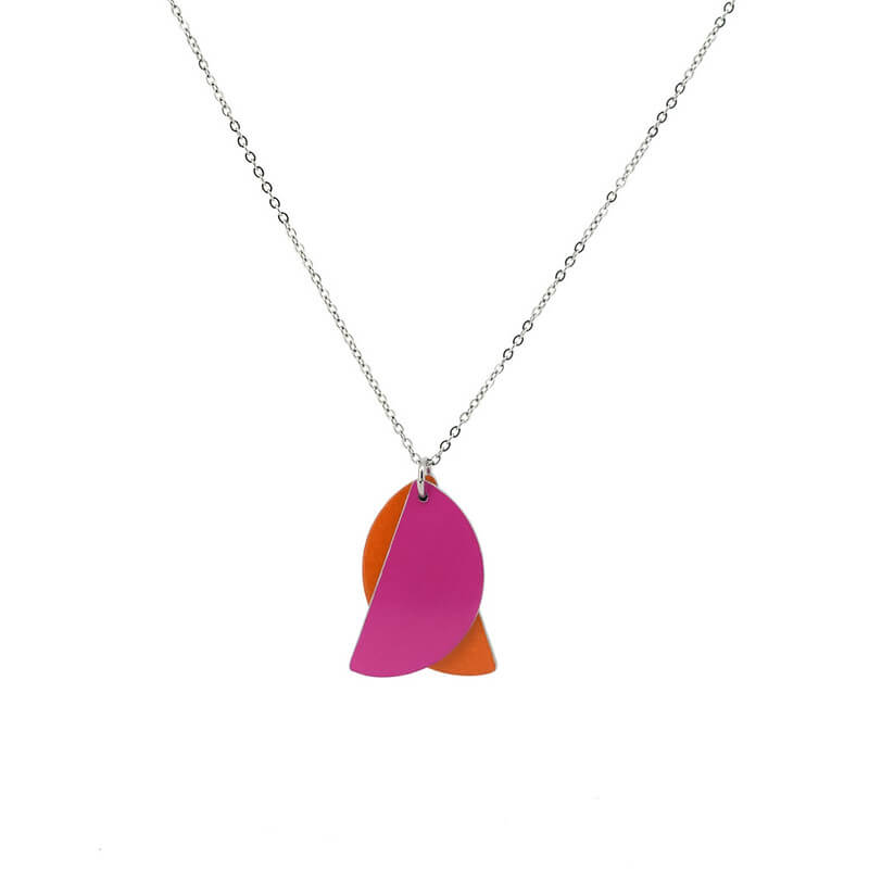 Colour Theory - pink and orange semi circle duo - pendant