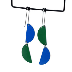 Colour Theory - half circle drops - blue and green - shepherds hook earrings