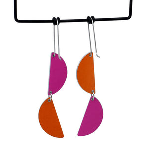 Colour Theory - half circle drops - pink and orange - shepherds hook earrings