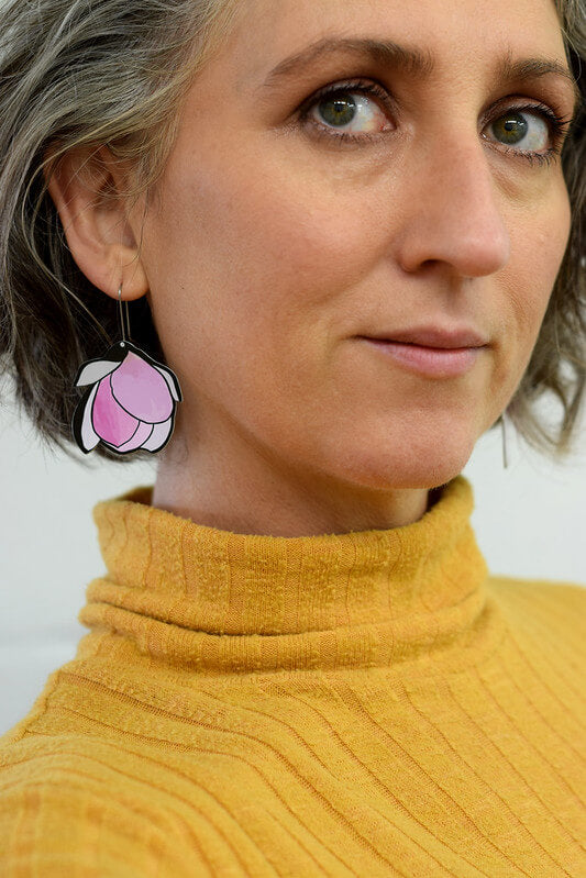 Magnolia - shepherds hook earrings