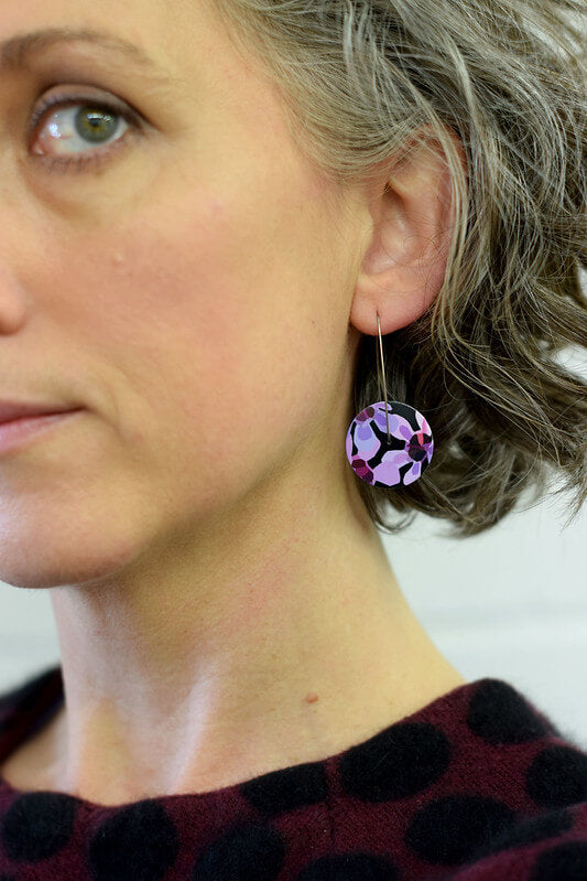 Geraldton Wax Flowers - medium circle drop hook earrings