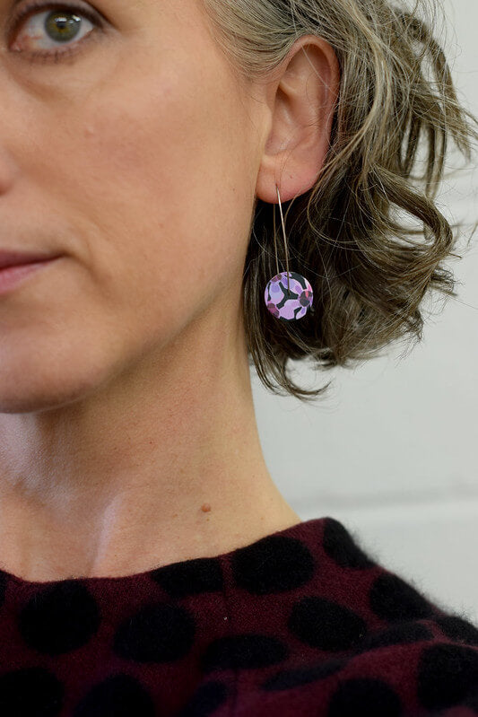 Geraldton Wax Flowers - small circle drop hook earrings