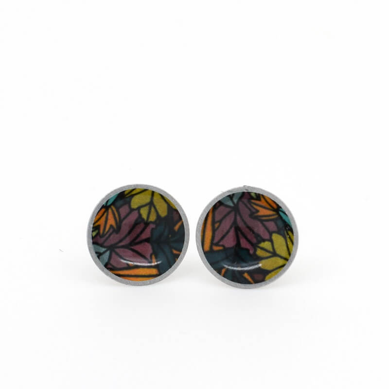 Autumn Leaves - domed stud earrings