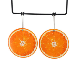 Cocktail Hour - Orange - large circle shepherds hook earrings