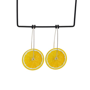 Cocktail Hour - Lemon - medium circle drop hook earrings