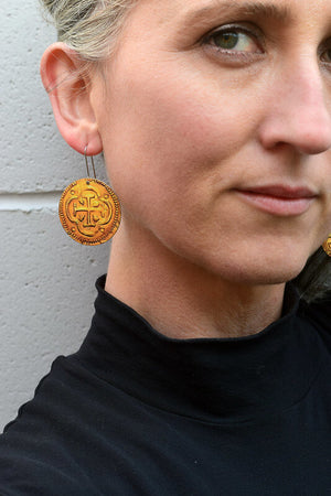 Dubloons - large circle shepherds hook earrings