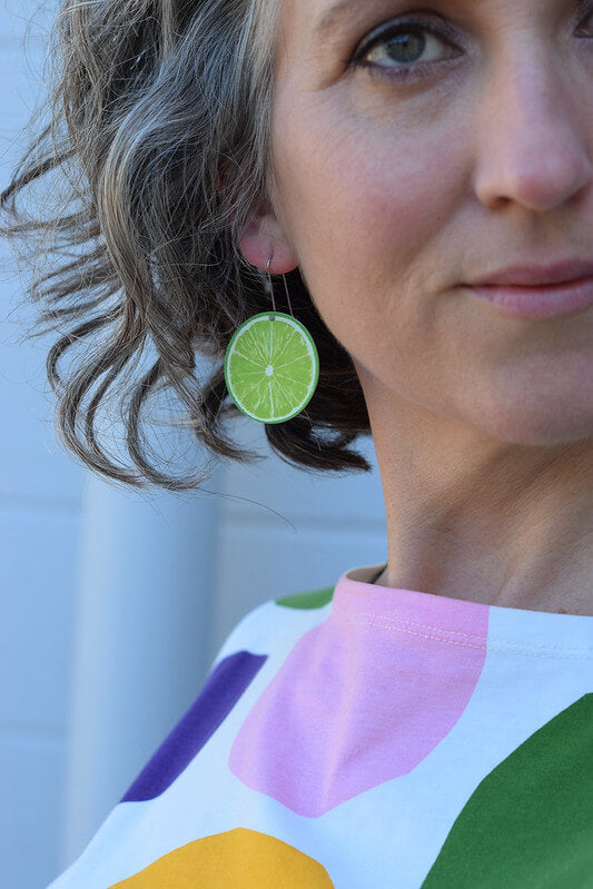 Cocktail Hour - Lime - large circle shepherds hook earrings
