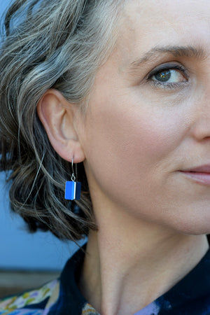 True blue colour palette - revolving doors - shepherds hook earrings