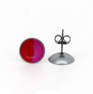 Colour Theory - red and pink - domed stud earrings