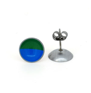 Colour Theory - blue and green - domed stud earrings