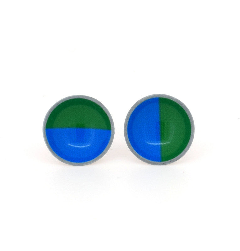Colour Theory - blue and green - domed stud earrings