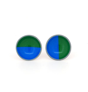 Colour Theory - blue and green - domed stud earrings