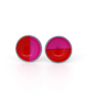 Colour Theory - red and pink - domed stud earrings